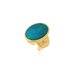 Sale Ashanti oval adjustable ring – turquoise and green Bagues Ajustables