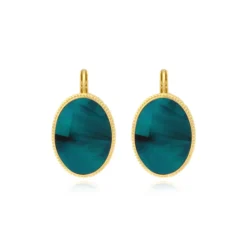 Hot Ashanti oval sleeper earrings – turquoise and green Dormeuses
