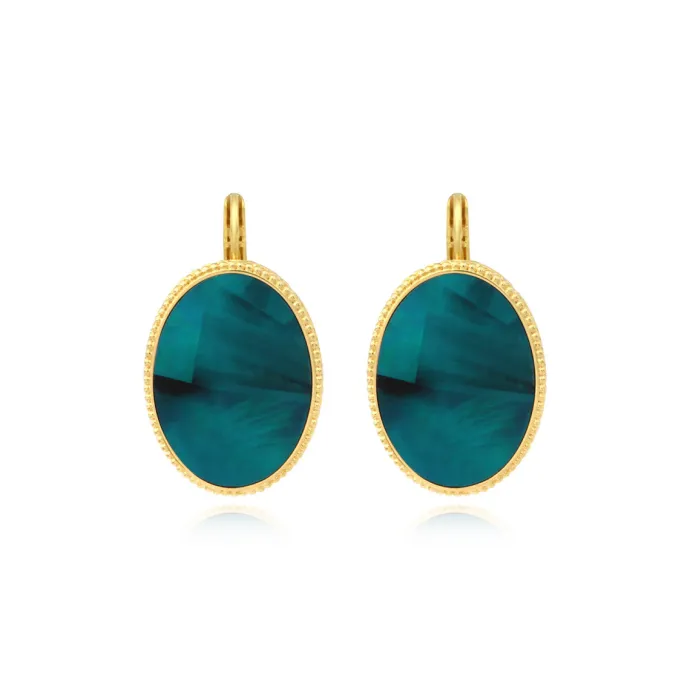 Hot Ashanti oval sleeper earrings – turquoise and green Dormeuses