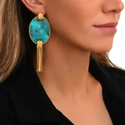 Ashanti pierced stud earrings – turquoise and green Percées / Tiges