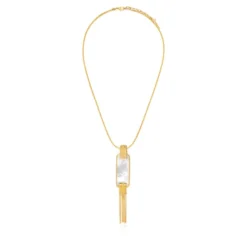 Ashanti rectangular mother-of-pearl pendant necklace – white Sautoirs & Colliers Longs|Pendentifs Et Médailles