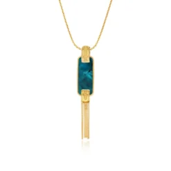 Hot Ashanti rectangular mother-of-pearl pendant necklace – turquoise and green Sautoirs & Colliers Longs|Pendentifs Et Médailles