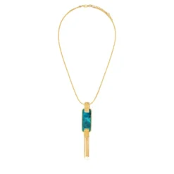 Hot Ashanti rectangular mother-of-pearl pendant necklace – turquoise and green Sautoirs & Colliers Longs|Pendentifs Et Médailles