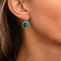Hot Ashanti round sleeper earrings – turquoise and green Dormeuses