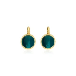 Hot Ashanti round sleeper earrings – turquoise and green Dormeuses