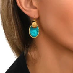 Best Ashanti sleeper earrings – turquoise and green Dormeuses
