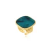 Outlet Ashanti Square Adjustable Ring – Turquoise and Green Bagues Ajustables