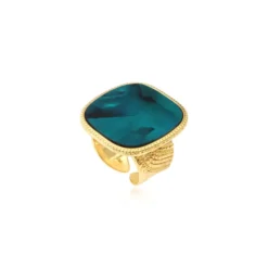 Outlet Ashanti Square Adjustable Ring – Turquoise and Green Bagues Ajustables