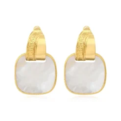 Discount Ashanti square pierced stud earrings – white Percées / Tiges