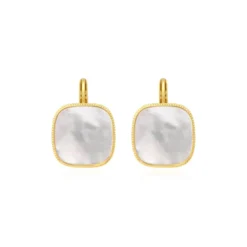 Online Ashanti square sleeper earrings – white Dormeuses