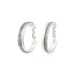 New Ashanti thin hoop earrings – silver Créoles