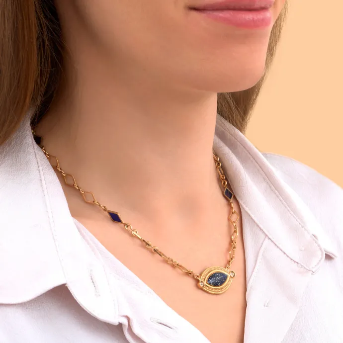 Best Atria Adjustable Pendant Necklace - Blue Pendentifs Et Médailles