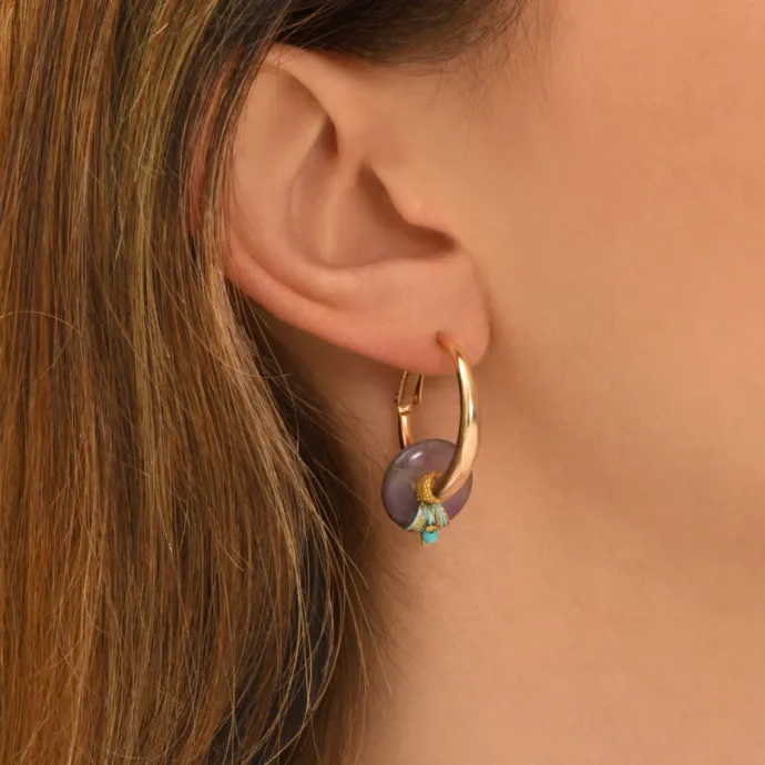 Outlet Babylon delicate hoop earrings - violet Créoles