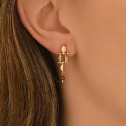 Outlet Babylone gold-plated stud drop earrings Percées / Tiges|Longues / Pendantes