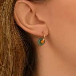 Babylon hoop earrings - green agate Créoles