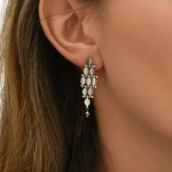 Online Babylon pierced post drop earrings - silver Percées / Tiges|Longues / Pendantes