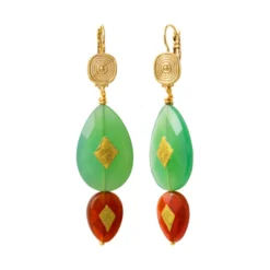 Clearance Babylon sleeper earrings - green agate Dormeuses