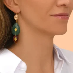 Clearance Babylon sleeper earrings - green agate Dormeuses