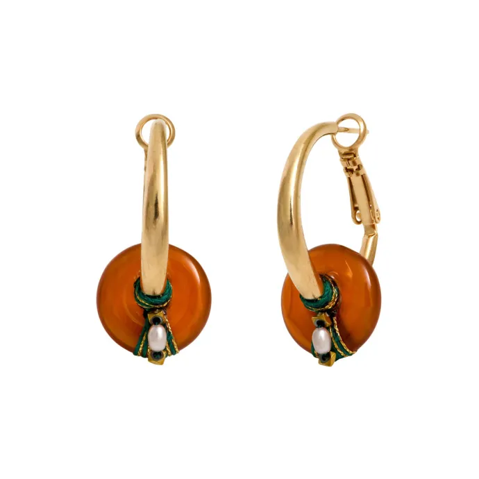 Sale Babylon thin hoop earrings - orange Créoles
