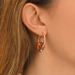 Sale Babylon thin hoop earrings - orange Créoles