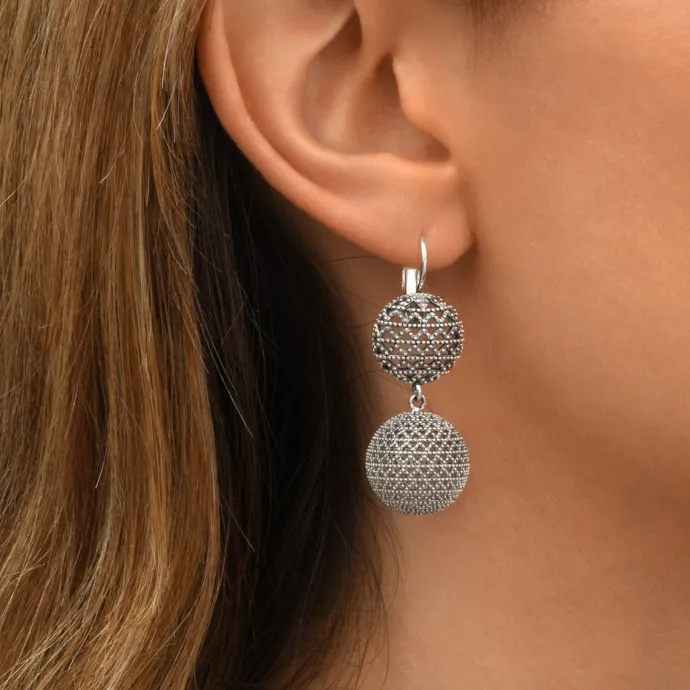 Sale Betty double sleeper earrings - silver Dormeuses