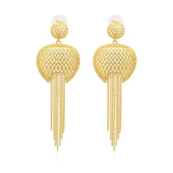 New Betty pierced stud earrings in metal and chains - gold-plated Percées / Tiges