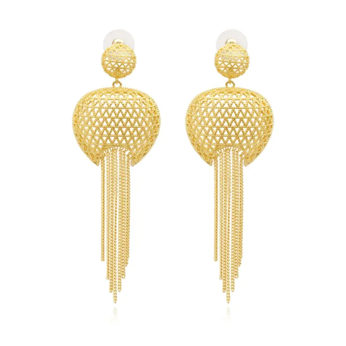 New Betty pierced stud earrings in metal and chains - gold-plated Percées / Tiges