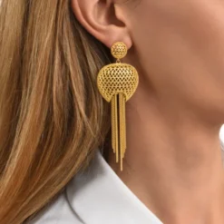 New Betty pierced stud earrings in metal and chains - gold-plated Percées / Tiges