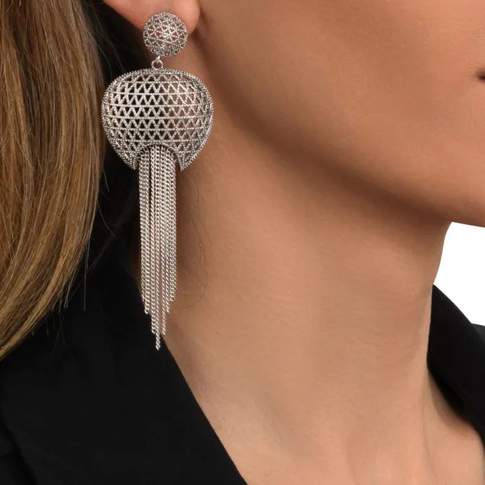Best Betty pierced stud earrings in metal and chains - silver Percées / Tiges