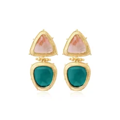 Byzance clip-on earrings – pale pink and green Clips