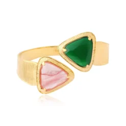 Outlet Byzance open bangle bracelet – pale pink and green Joncs