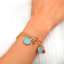 Discount Capraia charm chain bracelet - turquoise Breloques