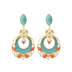 Hot Capraia clip-on earrings - turquoise and orange Clips