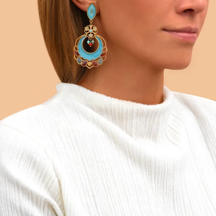 Hot Capraia clip-on earrings - turquoise and orange Clips