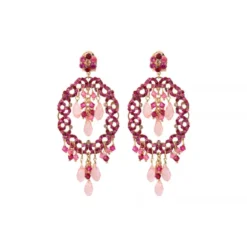New Chiara baroque pierced stud earrings - fuchsia pink Percées / Tiges