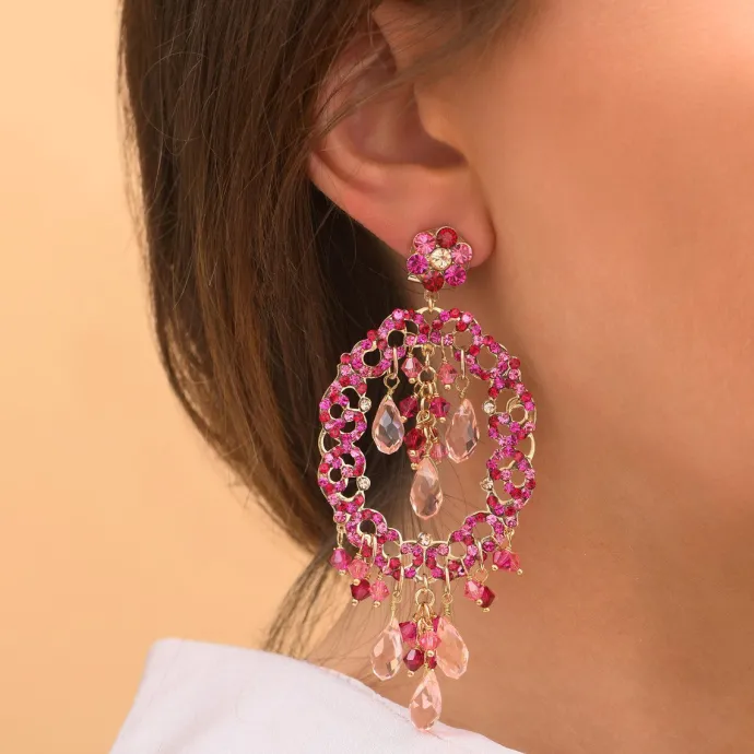 New Chiara baroque pierced stud earrings - fuchsia pink Percées / Tiges