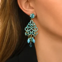 Best Chiara dangle stud earrings - turquoise Percées / Tiges|Longues / Pendantes