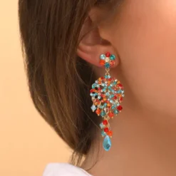 Discount Chiara dangling pierced stud earrings - red Percées / Tiges|Longues / Pendantes