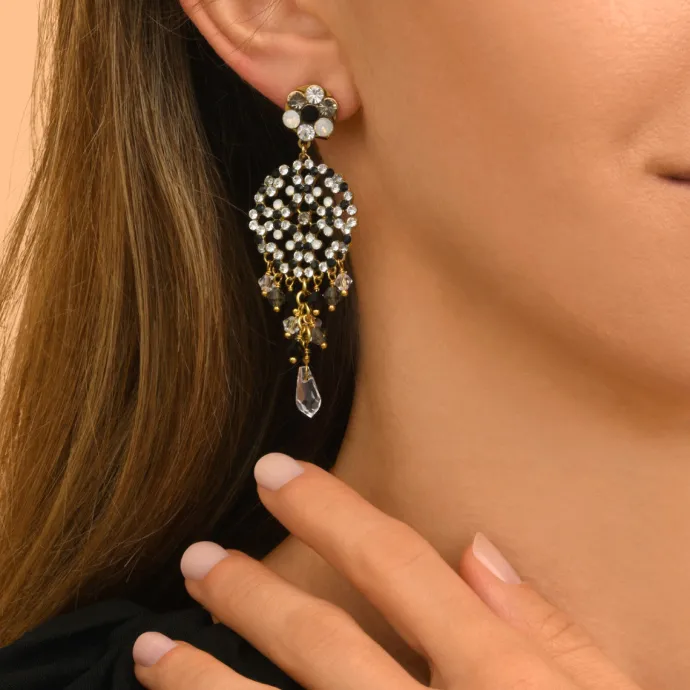 Outlet Chiara graphic pierced stud earrings - black and white Percées / Tiges