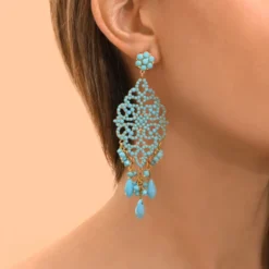 Online Chiara graphic pierced stud earrings - turquoise Percées / Tiges