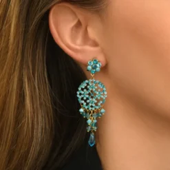 Hot Chiara long stud earrings for pierced ears - turquoise Percées / Tiges