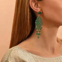 Best Chiara long stud earrings for pierced ears - green Percées / Tiges