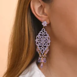 Hot Chiara long stud earrings for pierced ears - violet Percées / Tiges