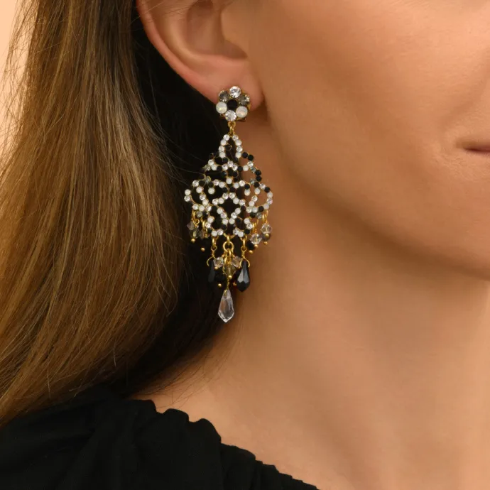 New Chiara pierced sleeper stud earrings - black and white Percées / Tiges