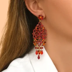 Outlet Chiara pierced stud drop earrings - red Percées / Tiges|Longues / Pendantes