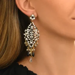 Clearance Chiara pierced stud earrings - black and white Percées / Tiges