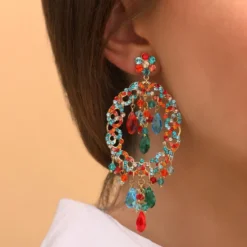 Sale Chiara pierced stud earrings - red and turquoise Percées / Tiges