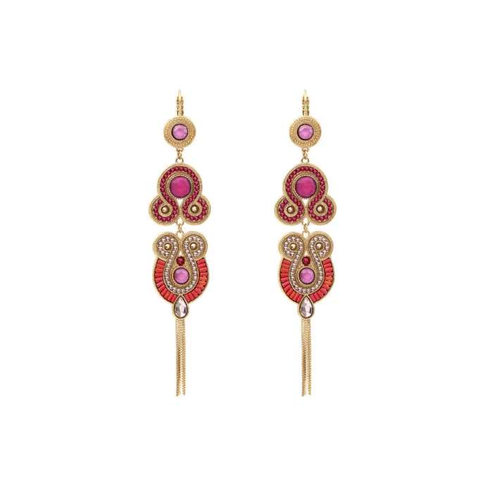 Discount Circus dangle sleeper earrings - fuchsia pink Longues / Pendantes