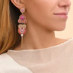 Hot Circus long stud pierced earrings - fuchsia pink Percées / Tiges