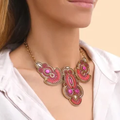 Discount Circus Necklace - Fuchsia Pink Plastrons